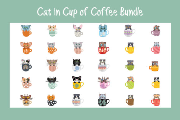 Cat in Cup of Coffee Bundle